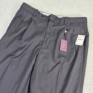 Aristo Eighteen Dress Pants Mens 36x33 Black Wool Pinstripe Pleated Aberdeen